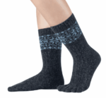 Knitido MERINO CASHMERE tåsokker Snowflakes Anthracite/Light Blue - Bilde 2