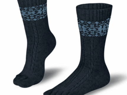 Knitido MERINO CASHMERE tåsokker Snowflakes Anthracite/Light Blue