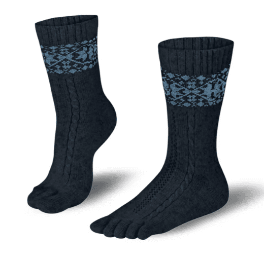 merino cashmere anthra_blue Knitido MERINO CASHMERE tåsokker Snowflakes Anthracite/Light Blue - Bilde 1